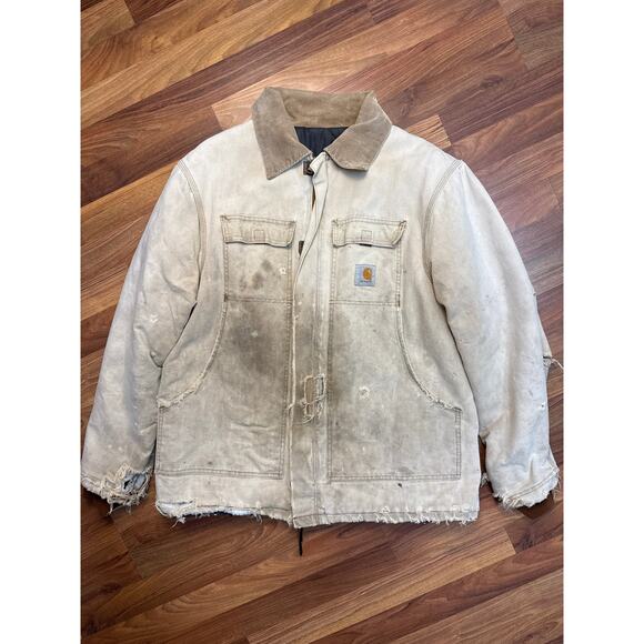 Vintage Carhartt Chore Coat Jacket - Distressed Canvas Duck Workwear (Men’s XL) - Picture 1 of 4
